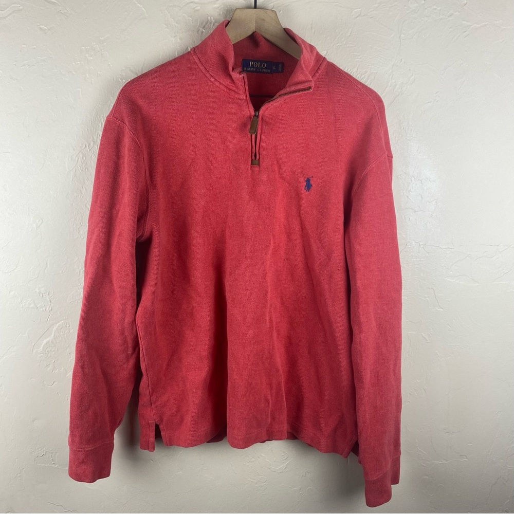 Polo Ralph Lauren Sweater Quarter Zip Pullover Sweater Large Red